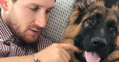 German Shepherd and Owner Gives Kisses To Each Other