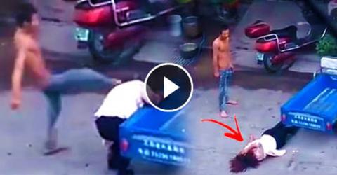 Violent Husband Caught VICIOUSLY BEATING His Wife In Public
